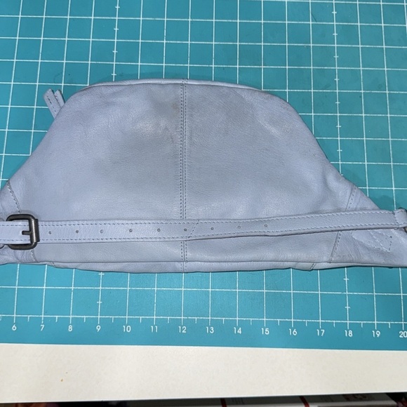 Free People Light Blue Goa Leather Archer Sling Waist Bag  Fanny Pack 7x15x3 - Picture 2 of 12